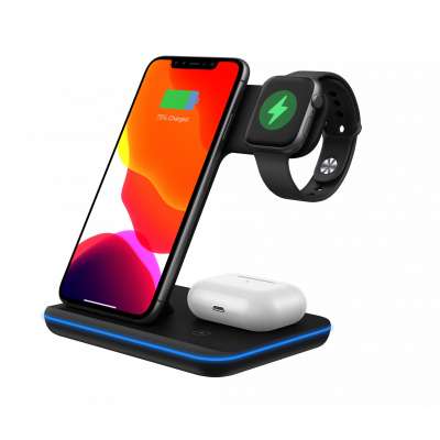 2020 Multi-functional Mobile Phone Earphones Watch Wireless Charging Stand 3 in 1 Wireless Fast Charger