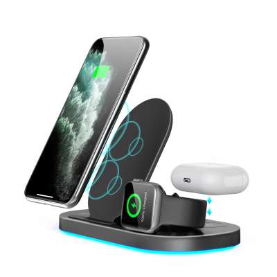 Hot-selling 3 in 1Desktop Charger Wireless Black and White 15w Qi Wireless Charger For iPhone iWatch Airpods Pro