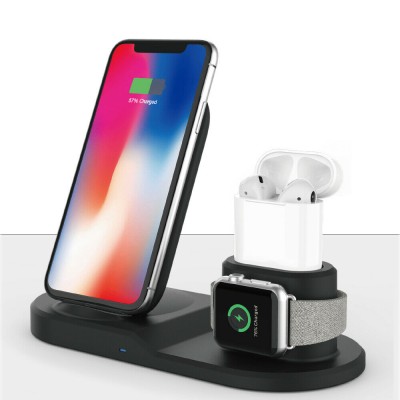 3 in 1 Fast Desk Qi Wireless Mobile Phone Charger Stand for iphone X for Air Pods Apple Watch Series