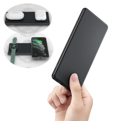 New Arrival 10000Mah Wireless Charger Power Bank 3 in 1 Portable Fast QI Wireless Charger For Airpods I Watch and Mobile Phones